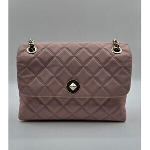 Kate Spade Quilted Cross Body Shoulder Bag Rose Smoke Pink Adjust Chain Strap